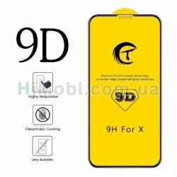 Захисне скло 9D iPhone X/ XS/ 11 Pro чорне (тех упаковка)
