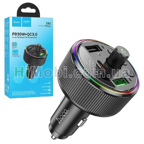FM модулятор Hoco E82 2USB/ 1USB-C PD30W+QC3.0 чорний