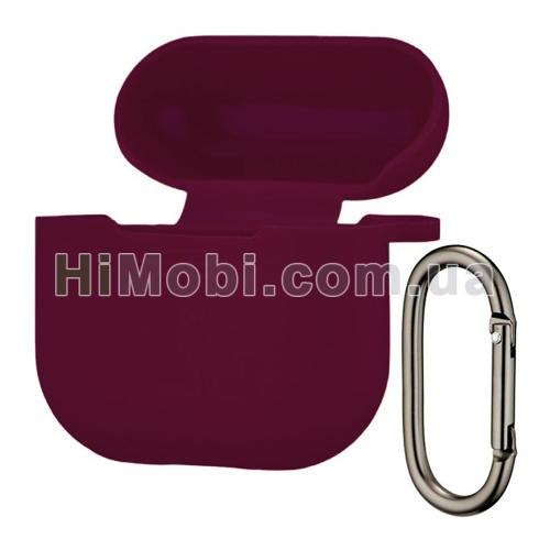 Накладка силіконова AirPods 4 з карабіном Maroon