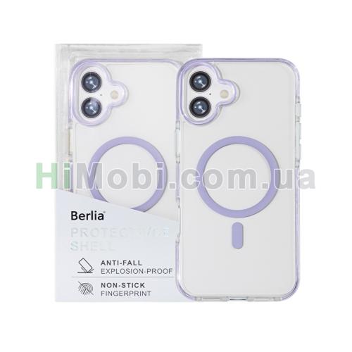 Накладка MagSafe Berlia Ice Crystal Bayer TPU+2.0MM PC iPhone 16 Plus Purple