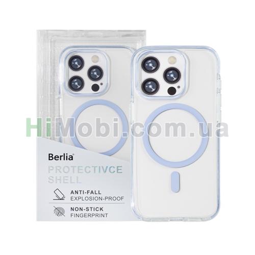 Накладка MagSafe Berlia Ice Crystal Bayer TPU+2.0MM PC iPhone 15 Pro Max Blue