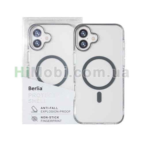 Накладка MagSafe Berlia Ice Crystal Bayer TPU+2.0MM PC iPhone 16 Plus Gray