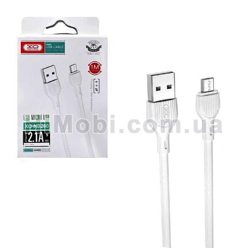 USB кабель XO NB200 Micro USB 2.1A 1.0m бiлий