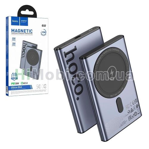 Зовнішній акумулятор (power bank) Hoco Q32 PD 20W 5000mAh Metal gray
