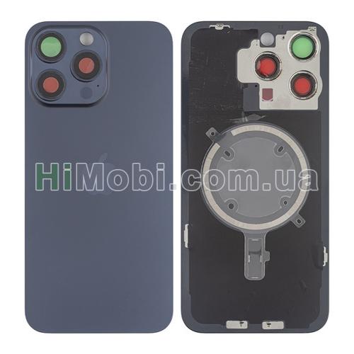 Задня кришка iPhone 15 Pro Max Blue Titanium + скло камери + MagSafe оригiнал PRC