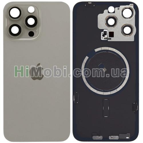 Задня кришка iPhone 15 Pro Max Natural Titanium + скло камери + MagSafe оригiнал