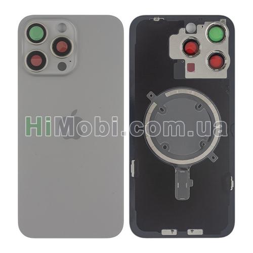 Задня кришка iPhone 15 Pro Max Natural Titanium + скло камери + MagSafe оригiнал PRC