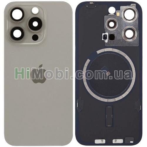 Задня кришка iPhone 15 Pro Natural Titanium + скло камери + MagSafe оригiнал