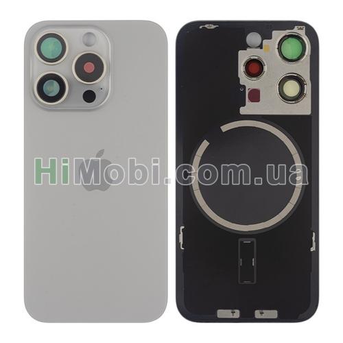 Задня кришка iPhone 15 Pro Natural Titanium + скло камери + MagSafe оригiнал PRC