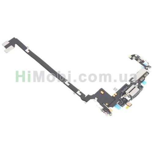 Шлейф iPhone 17 Pro Max з роз'ємом зарядки і мікрофоном Silver знятий з телефона
