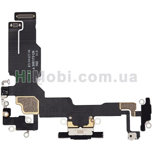 Шлейф iPhone 15 з роз'ємом зарядки і мікрофоном Black знятий з телефона