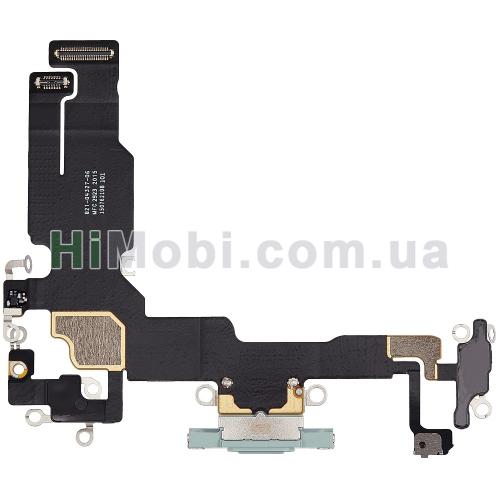 Шлейф iPhone 15 з роз'ємом зарядки і мікрофоном Green знятий з телефона