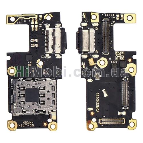 Шлейф Xiaomi 11T/ 11T Pro плата з роз'ємом зарядки Type-C + конектор Sim оригiнал