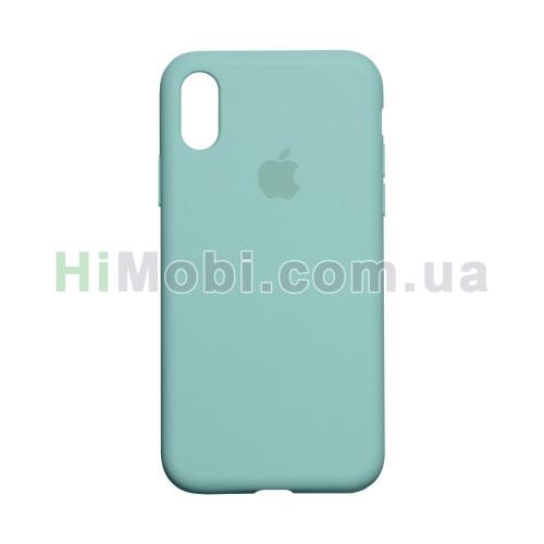 Накладка Silicone Case Full iPhone XS Max (21) Sea blue