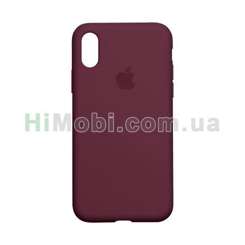 Накладка Silicone Case Full iPhone XS Max (42) Maroon