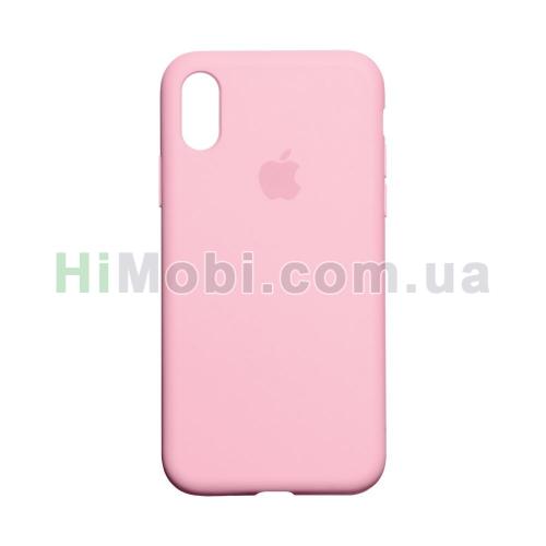 Накладка Silicone Case Full iPhone X / XS (06) Light pink