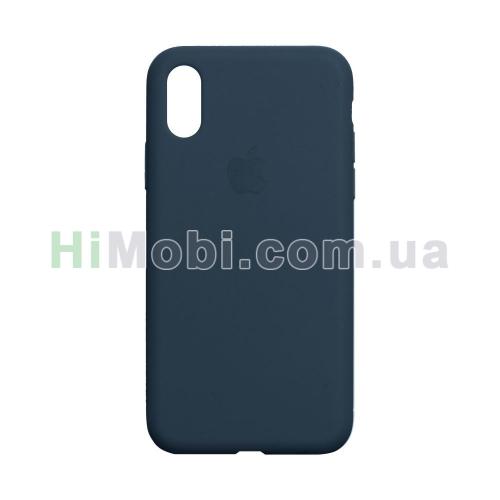 Накладка Silicone Case Full iPhone X / XS (08) Dark blue