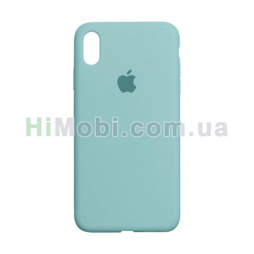 Накладка Silicone Case Full iPhone XS Max (17) Turquoise