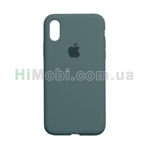 Накладка Silicone Case Full iPhone X / XS (55) Pine green
