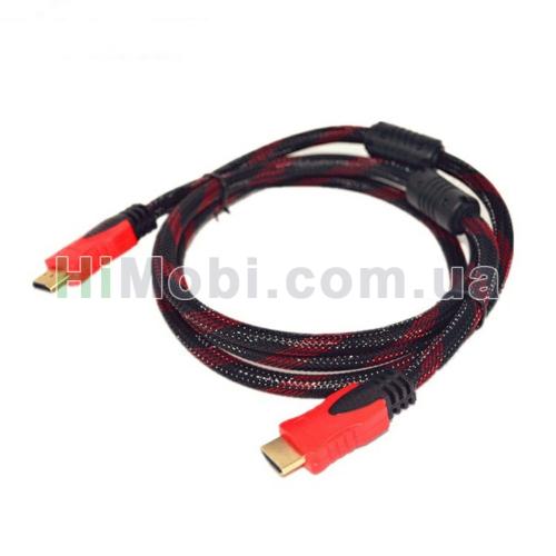 Кабель HDMI з нейлоновим обплетенням та позолоченими конекторами 5m Black-Red