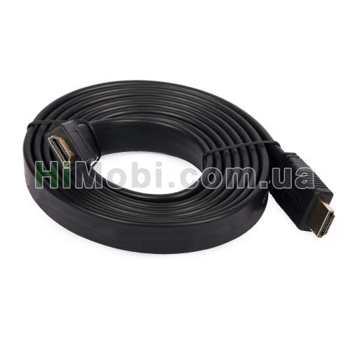 Кабель HDMI з плоским кабелем та позолоченими конекторами 3m Black
