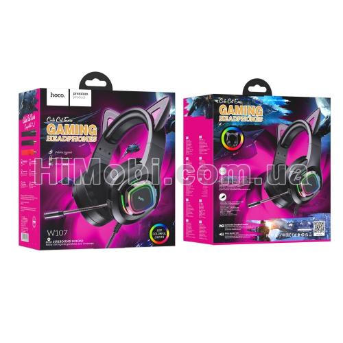 Навушники ігрові Hoco W107 чорно-рожевий