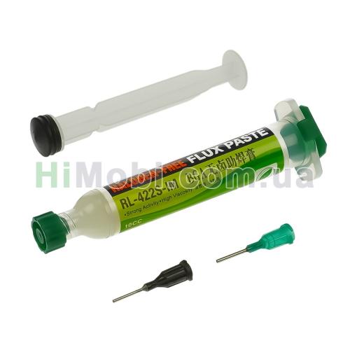 Флюс-паста Relife RL-422S-IM високоактивна без вмісту галогенів в шприцi зi штовхачем 10ml