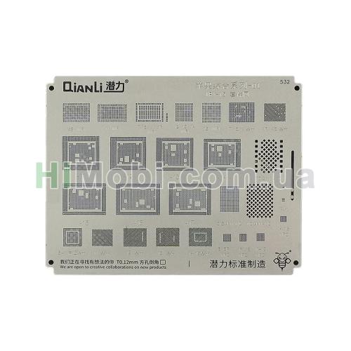 Трафарет BGA QianLi QS532 iPhone Universal 01 iPhone X-15 (WiFi, Baseband, Nand, NFC, A11-A17)