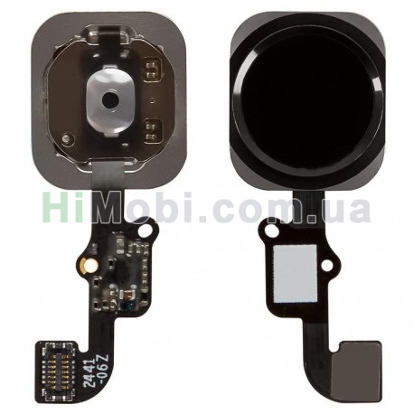 Шлейф iPhone 6/ 6 Plus з кнопкою меню (Home) та пластиковою накладкою чорний оригiнал