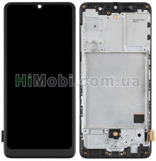 Дисплей (LCD) Samsung A415 Galaxy A41 з сенсором чорний сервісний + рамка