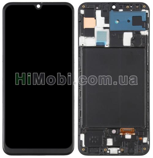 Дисплей (LCD) Samsung A505 Galaxy A50 з сенсором чорний OLED + рамка