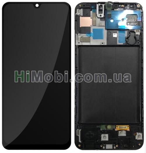 Дисплей (LCD) Samsung A505 ( 2019 A50 ) з сенсором чорний сервісний + рамка GH82-19204A