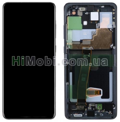 Дисплей (LCD) Samsung G988 Galaxy S20 Ultra з сенсором чорний сервісний + рамка