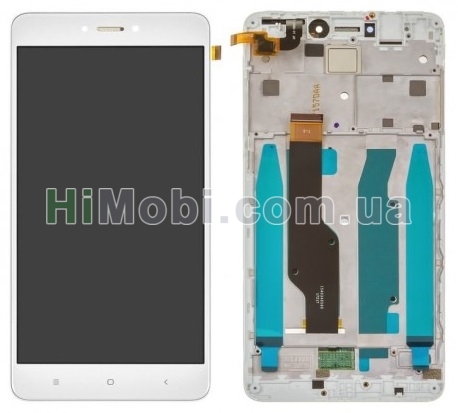 Дисплей (LCD) Xiaomi Redmi Note 4X з сенсором білий + рамка