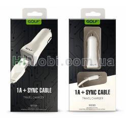 АЗП Golf GF-C1 SET USB 1.0A + кабель Lightning 1.0m білий