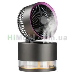 Вентилятор портативний бездротовий F5 з функцією зволоження та підсвічуванням Black
