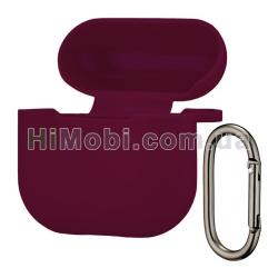Накладка силіконова AirPods 4 з карабіном Maroon