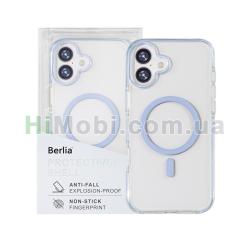 Накладка MagSafe Berlia Ice Crystal Bayer TPU+2.0MM PC iPhone 16 Plus Blue