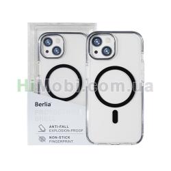 Накладка MagSafe Berlia Ice Crystal Bayer TPU+2.0MM PC iPhone 15 Black