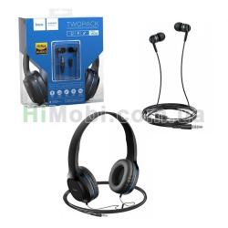 Навушники Hoco W24 set 2в1 Black/ Blue