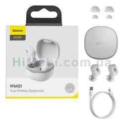Навушники бездротові Baseus WM01 True TWS бiлий