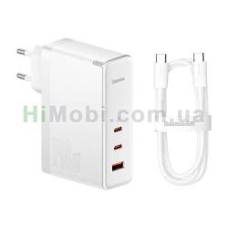 МЗП Baseus GaN5 Pro Fast Charger 2C+U 140W with cable PD to Type-C білий CCGP100202