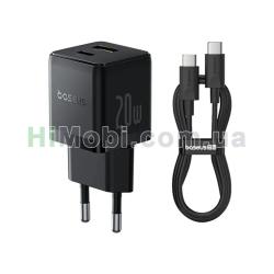 МЗП Baseus Palm Fast Charger 20W (Type-C + USB) 20W + Кабель Type-C to Type-C 60W чорний