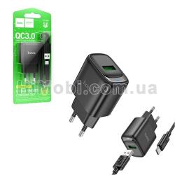 МЗП Hoco 2в1 Type-C C140A QC3.0 1USB 3.0A чорний