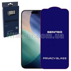 Захисне скло 9D Senteo Impact Антишпигун iPhone 16 Pro Max чорне (в упаковці)