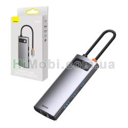 USB HUB Baseus Starjoy 6в1 Type-C/ HDMI+PD+3USB 3.0+RJ45 Gray