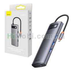 USB HUB Baseus Starjoy 8в1 Type-C/ HDMI+VGA+PD+3USB 3.0+SD+TF Gray
