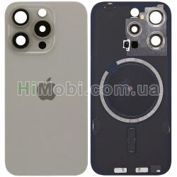 Задня кришка iPhone 15 Pro Natural Titanium + скло камери + MagSafe оригiнал
