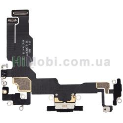 Шлейф iPhone 15 з роз'ємом зарядки і мікрофоном Black знятий з телефона