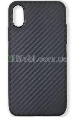 Накладка Silicone Carbon iPhone XS Max чорний